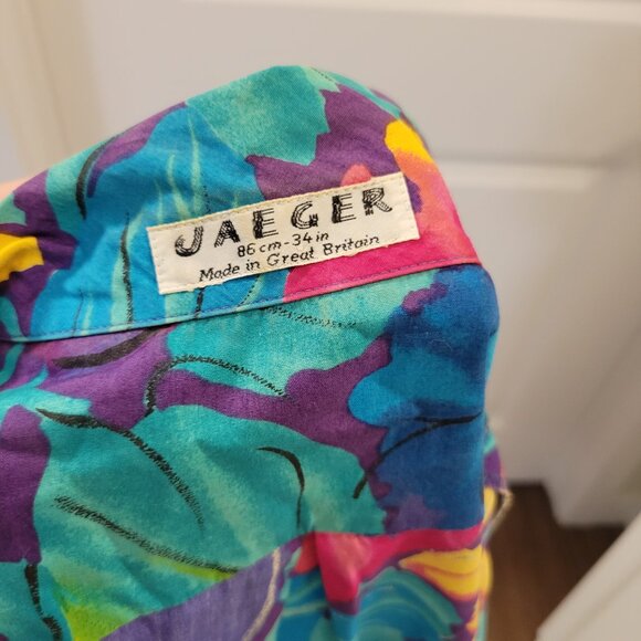 Vintage Retro-Print Vibrant Colourful Jaeger Set - Skirt and Blouse Set - Floral - Picture 9 of 15